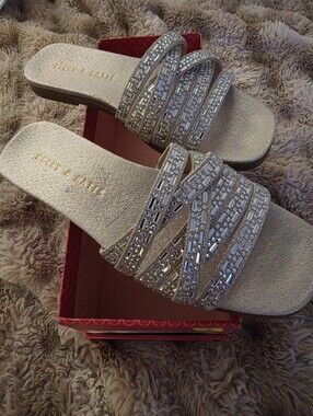 Kelly & Katie  Crystal-Strap Slide Mules. Sz 7. New In Box